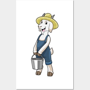 Goat as Farmer with Bucket Posters and Art